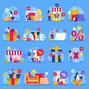 Büyük satış düz Icon Set