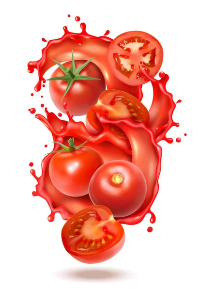 Tomatensaft Spritzer Zusammensetzung — Stockvektor