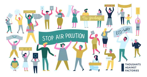 Umweltaktion protestiert gegen Menschen Illustration — Stockvektor