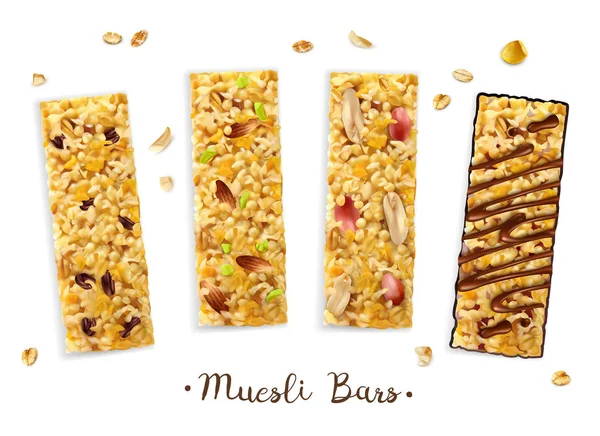 Composição de Bares Sweet Muesli —  Vetores de Stock