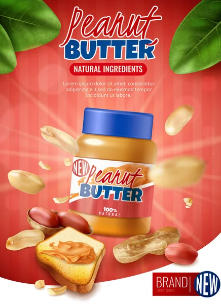Reklamní plakát arašídové máslo — Stockový vektor