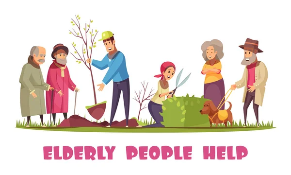 Elderly People Help Banner Stock Vector
