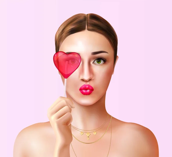Amour Candy Femme Composition — Image vectorielle