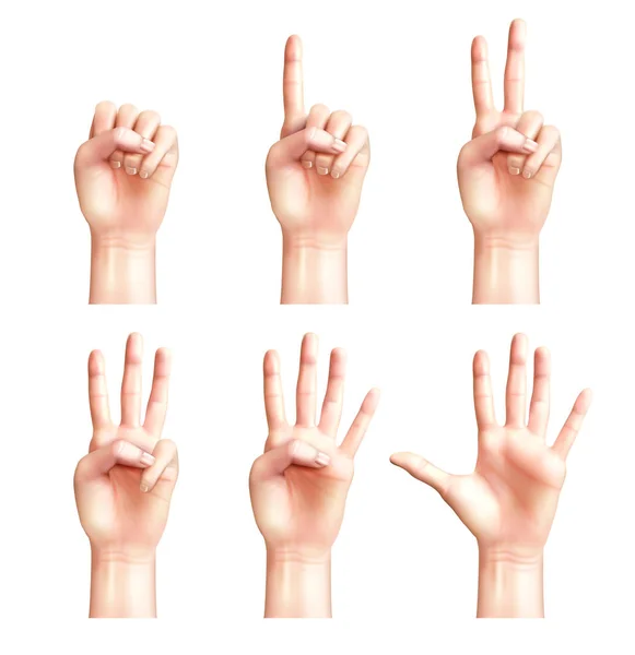 Šest gesta rukou lidí — Stockový vektor