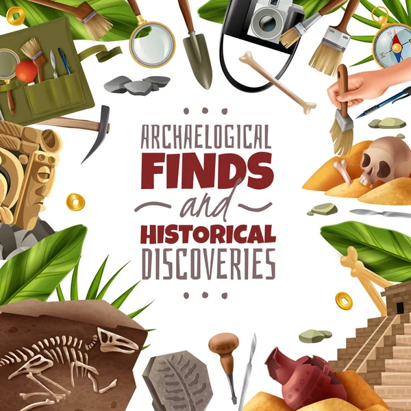 Археологическая рама исторических открытий — стоковый вектор