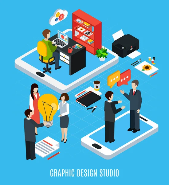 Concetto di Graphic Design Studio — Vettoriale Stock