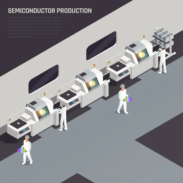 Producción de semiconductores Fondo isométrico — Archivo Imágenes Vectoriales