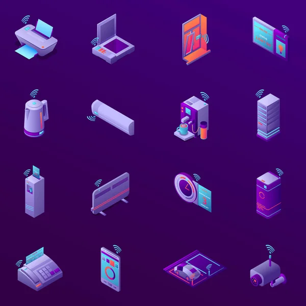 Iot Business Office Isometric Icons — Stock Vector