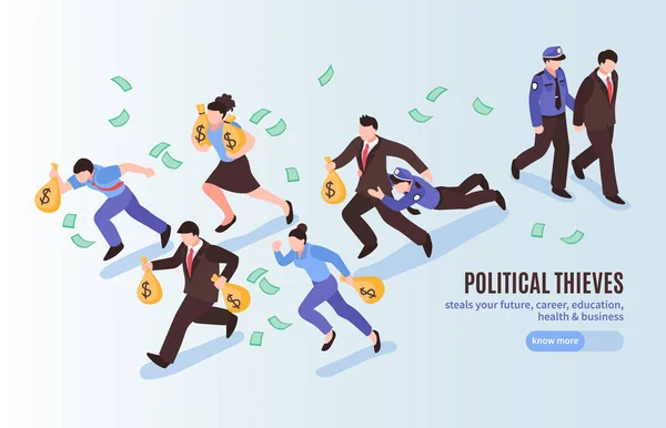Political Thieves Isometric Poster — Stock Vector