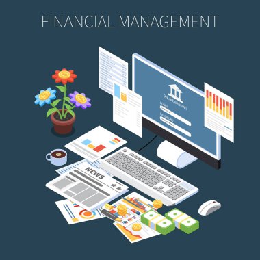 Finansal Yönetim izometrik kompozisyon