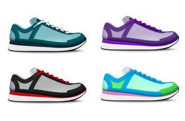 Sneakers Shoes Realistic Set 