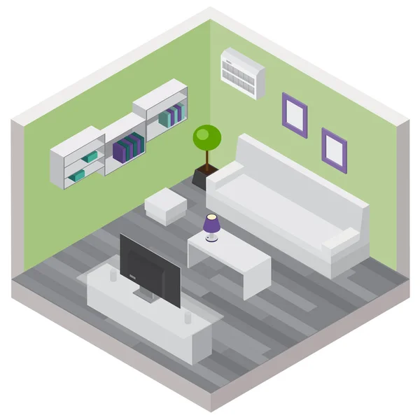 Living Room Isometric Composition — Stock Vector