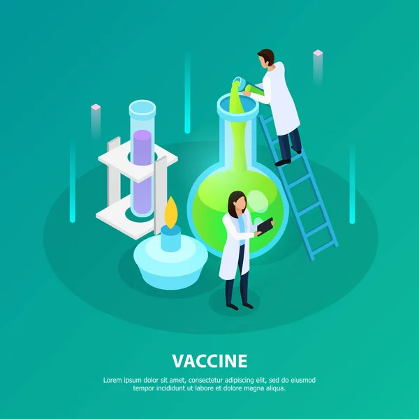 Vaccinet laboratorium Experiment isometrisk Illustration — Stock vektor