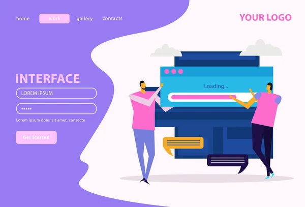 Página web de personas e interfaces — Vector de stock