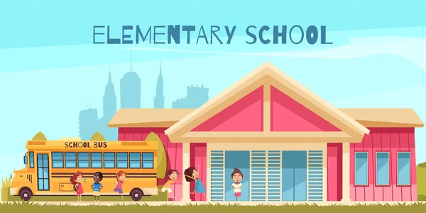 Basisschool Cartoon afbeelding — Stockvector