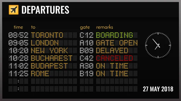 Junta de aeropuerto Composición realista — Vector de stock