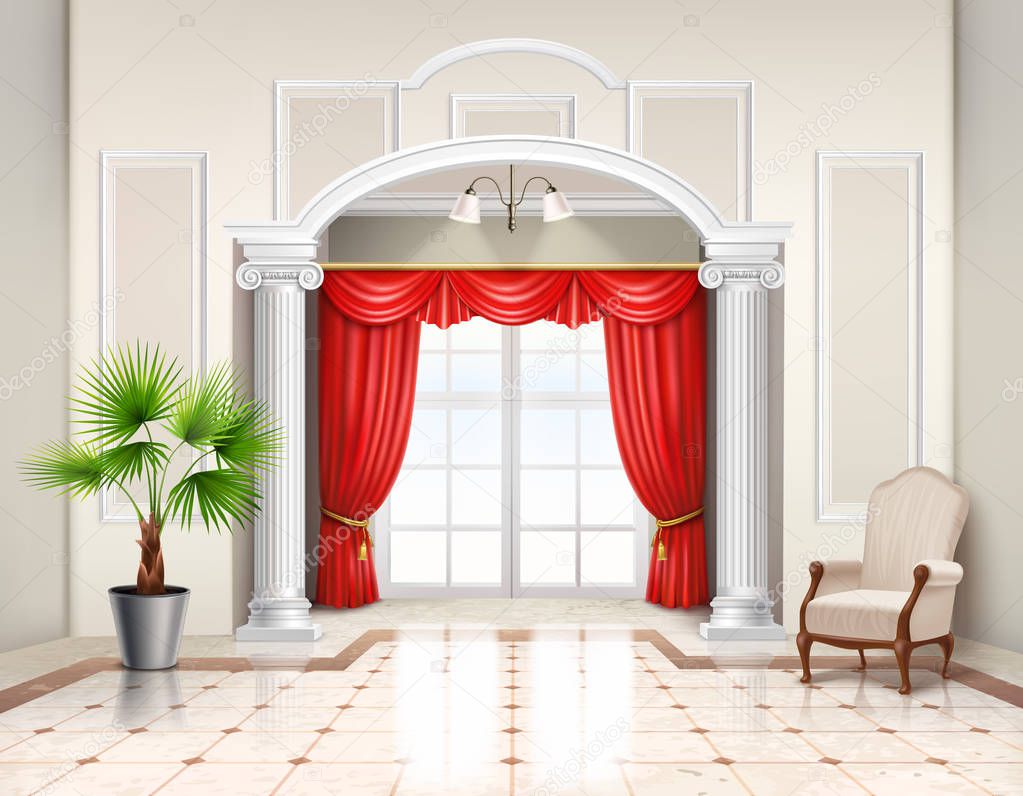 Luxury Curtains Realistic Interior Design