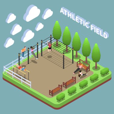 Sports Ground Isometric Composition clipart