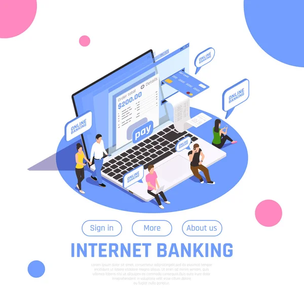 Internet Banking Design Isométrico — Vetor de Stock