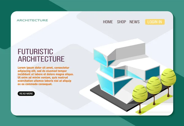 未来の建築等尺性の Web ページ — ストックベクタ