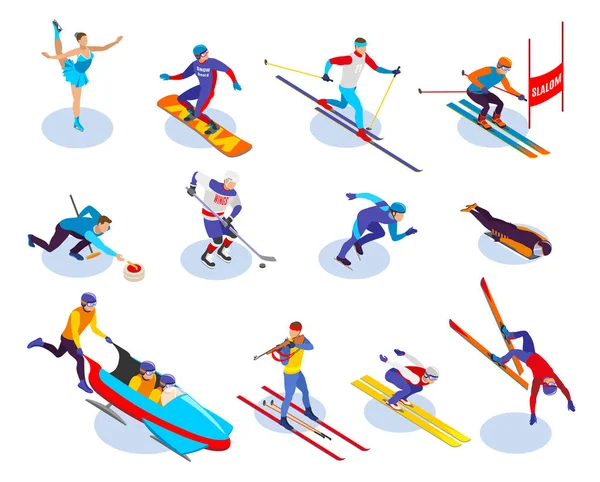 Wintersport Isometrisch Icons Set — Stockvector