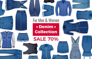 Denim Giyim Satılık reklam illüstrasyon