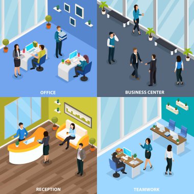 Office insanlar izometrik tasarım konsepti