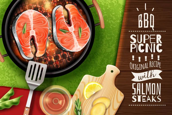 Steak de saumon Contexte — Image vectorielle