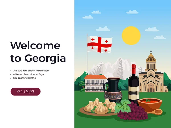 Georgia Turismo Diseño plano — Vector de stock