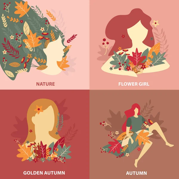 Κορίτσια ομορφιά φύση σχεδιαστική φιλοσοφία — Διανυσματικό Αρχείο