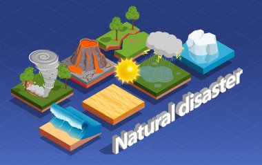 Doğal afet izometrik kompozisyon