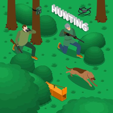 Avcılık izometrik kompozisyon