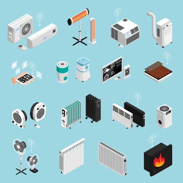 Inicio Clima Conjunto isométrico — Archivo Imágenes Vectoriales