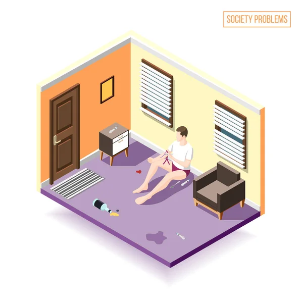 Society Problems Isometric Composition — Stock Vector