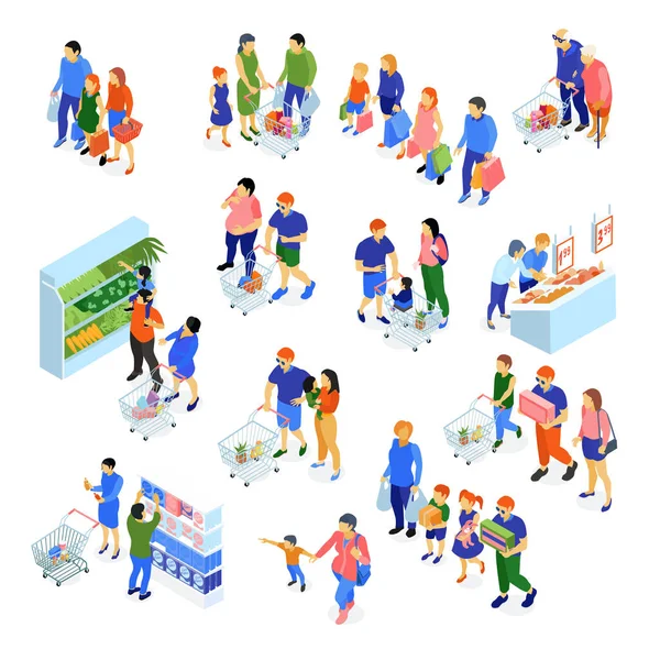 Ensemble de shopping familial — Image vectorielle