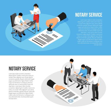 Notary Service Isometric Banners clipart
