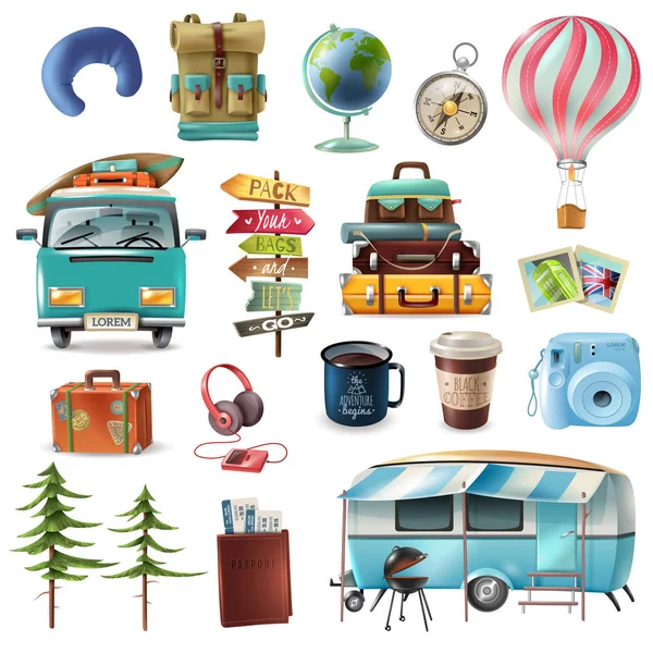 Travel Objects Set — Stock Vector