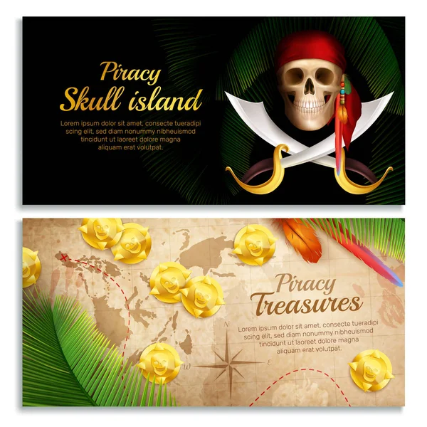 Conjunto de banners piratas — Vector de stock