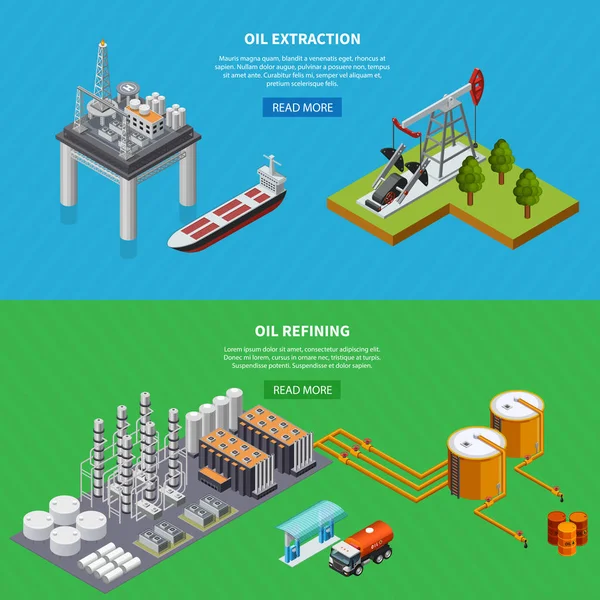 Ensemble de bannières pour l'industrie pétrolière — Image vectorielle