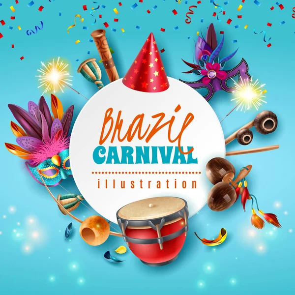 Brezilya Carnaval çerçeve — Stok Vektör