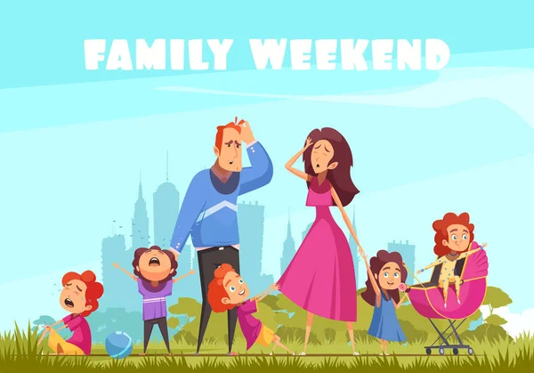 Familieweekend gekleurde achtergrond — Stockvector