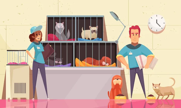 Abrigo de animais ilustração Horizontal — Vetor de Stock