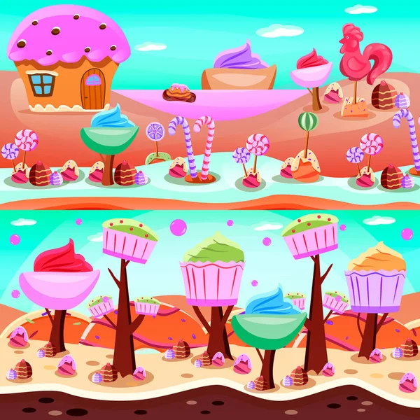 Fairy Tale Candy Land kompozycje — Wektor stockowy