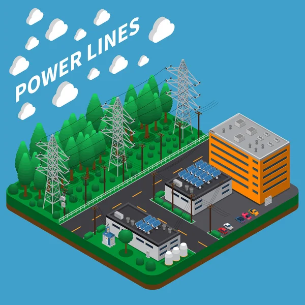 Elektrizität isometrische Zusammensetzung — Stockvektor