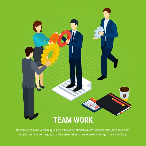 Business Teamwork Isometric Background — Stock Vector