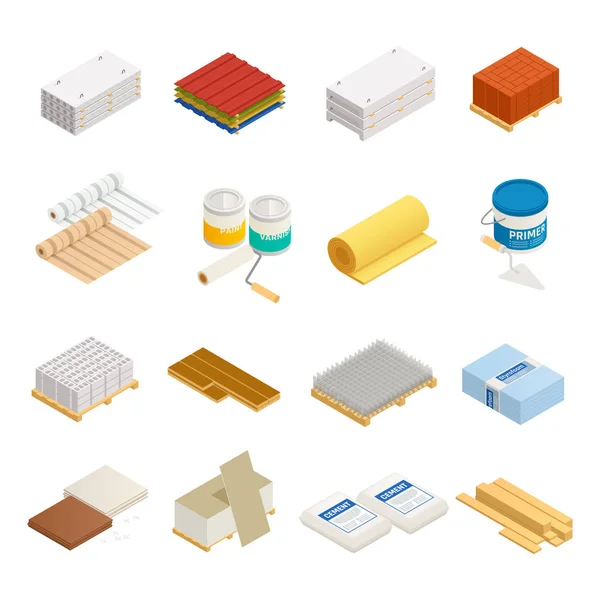 Bouw materialen Icon Set — Stockvector