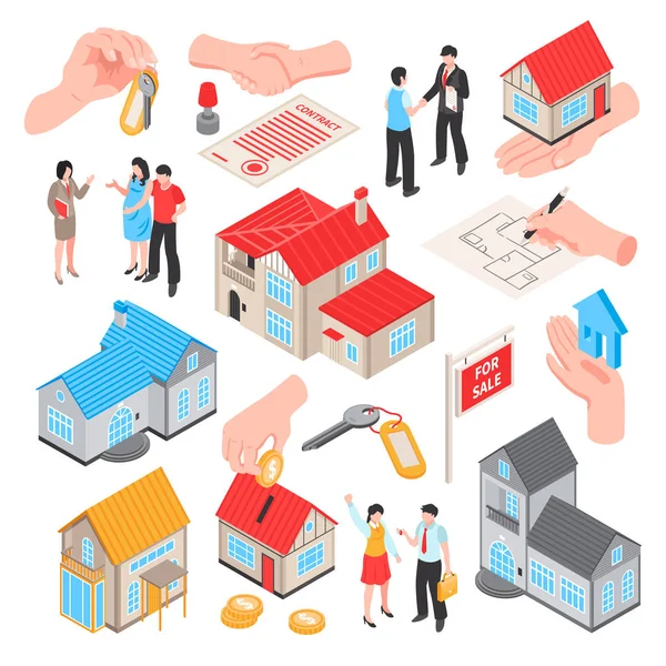 Real Estate Isometric Set — Stock Vector