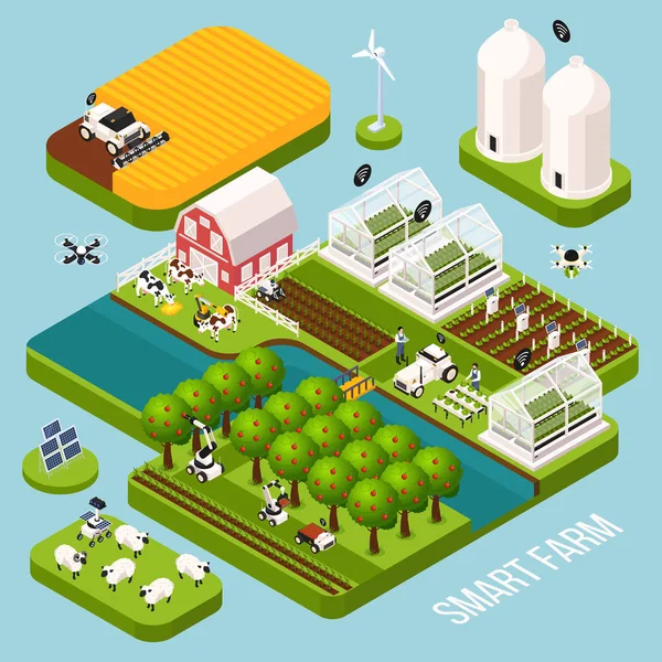 Set isometrico Smart Farm — Vettoriale Stock