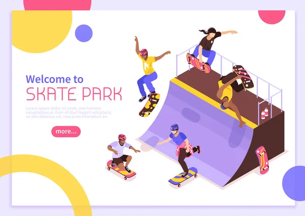 Skate Park Concepto de Banner — Vector de stock