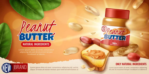 Plakát s reklamou na arašídové máslo — Stockový vektor